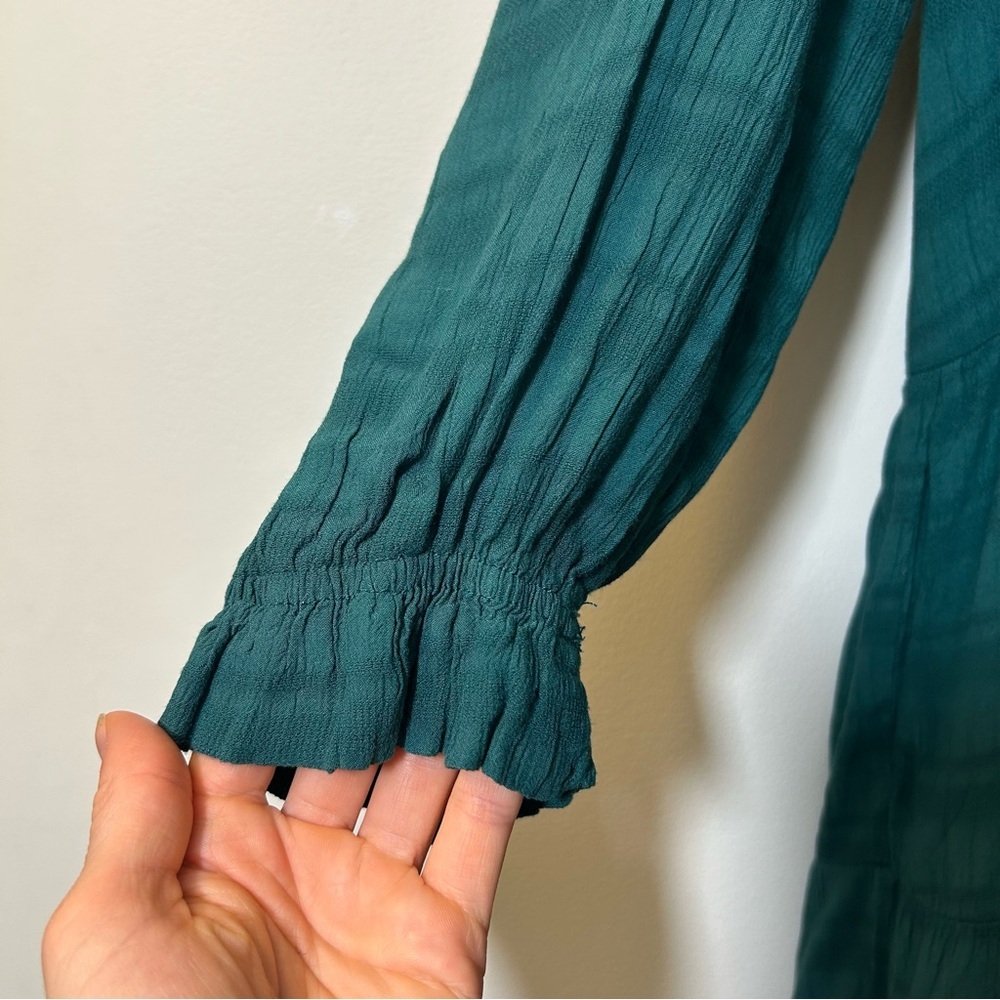 🆕 ANTHROPOLOGIE | NWT Amadi Teal Long Sleeve Midi Dress Size Large - Picture 3 of 11